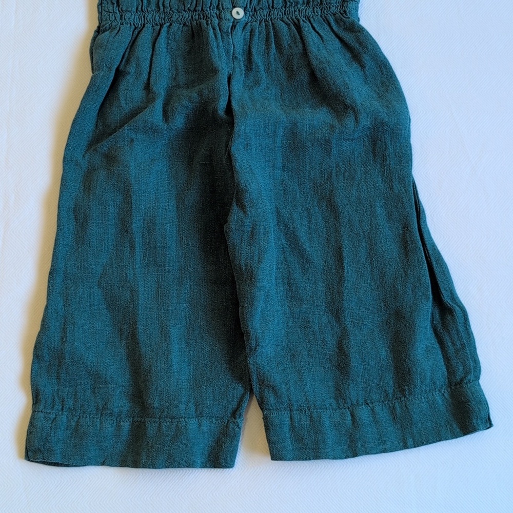 Zara Kids Girls NWT 100% Linen Jumpsuit Teal Green 1.5Y - Picture 4 of 8
